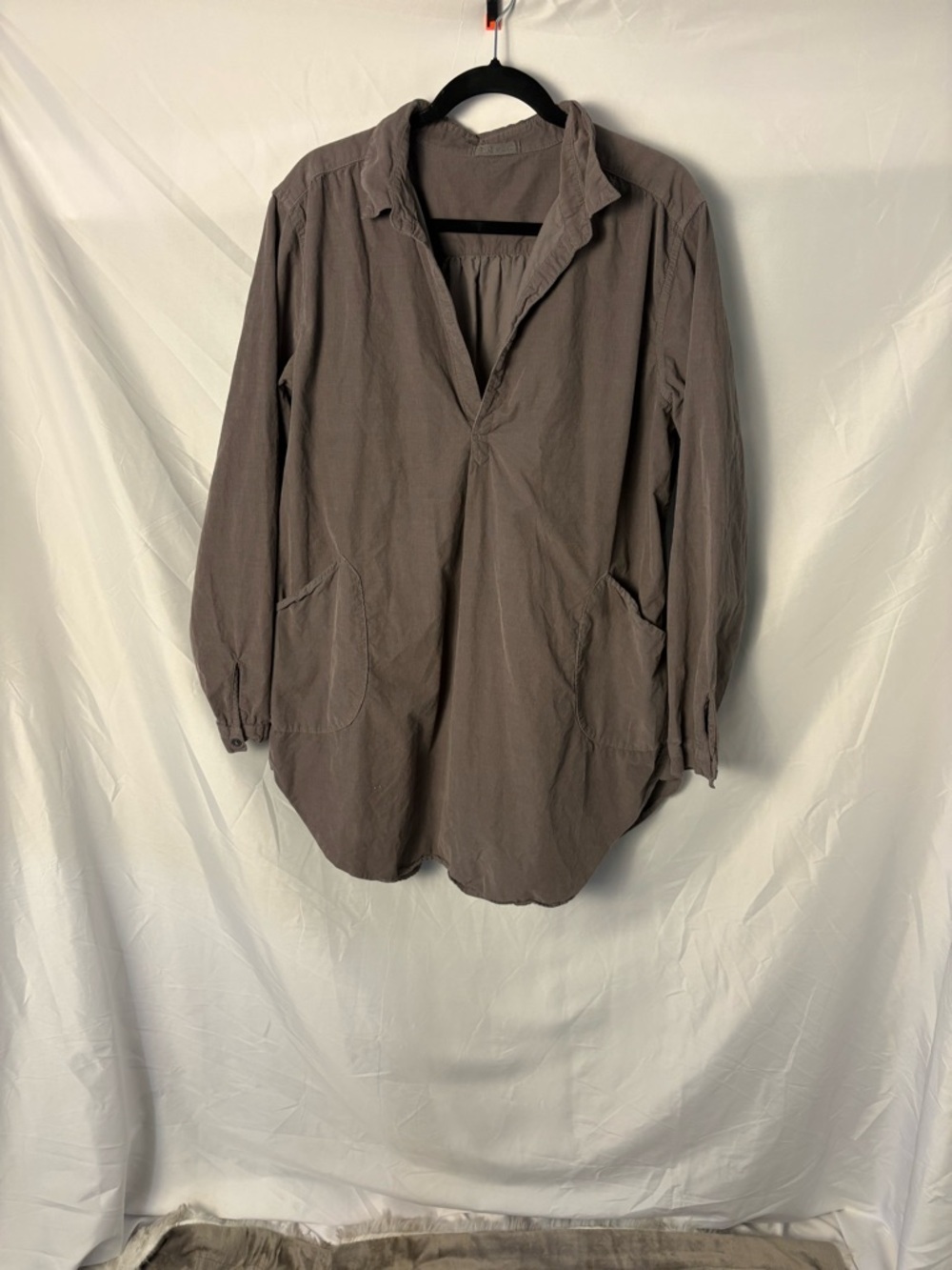 CP Shades 100% Cotton Taupe Teton Corduroy Tunic Dress with Front Pockets Sz L